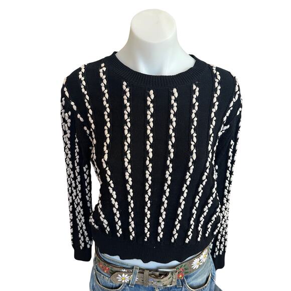 Jason Wu Black White Oversized Cable Knit Sweater MEDIUM Crew Soft Designer $380 - Picture 8 of 11